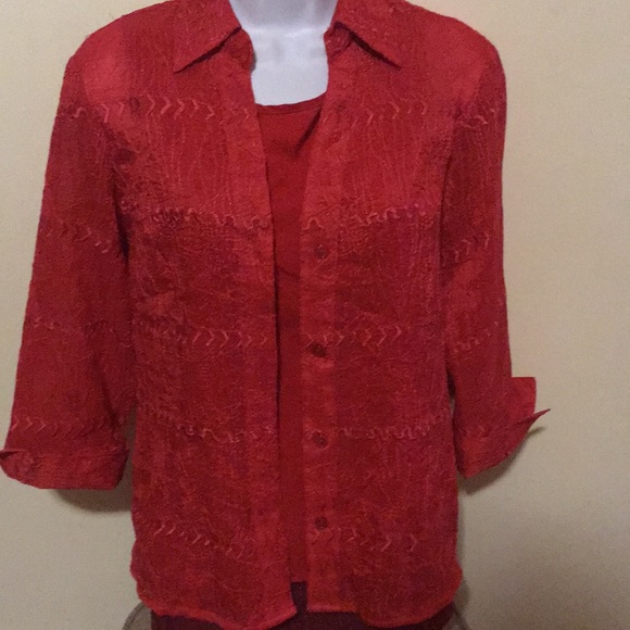 Joanna Red Blouse & Shell size Small - Picture 1 of 5